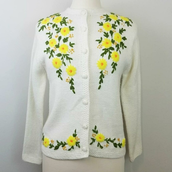 Vintage Sweaters - 1970's Vintage Hand Embroidered Sweater